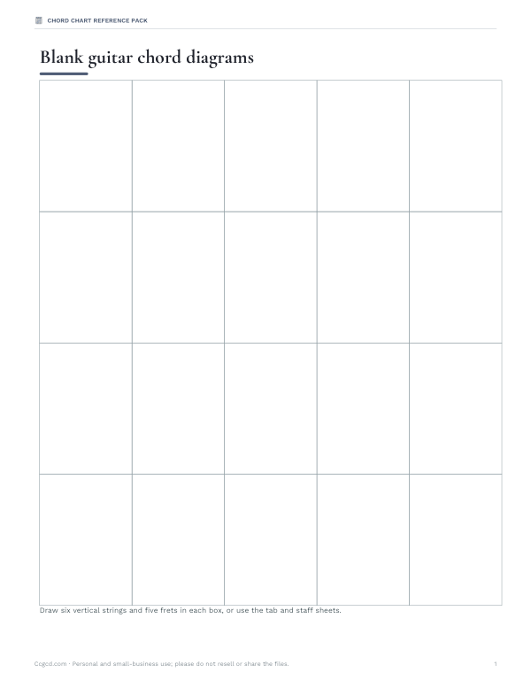 Preview of Printable Blank Guitar Chord Diagrams